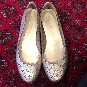 Coach Carsin Metallic laser cut eyelet flats